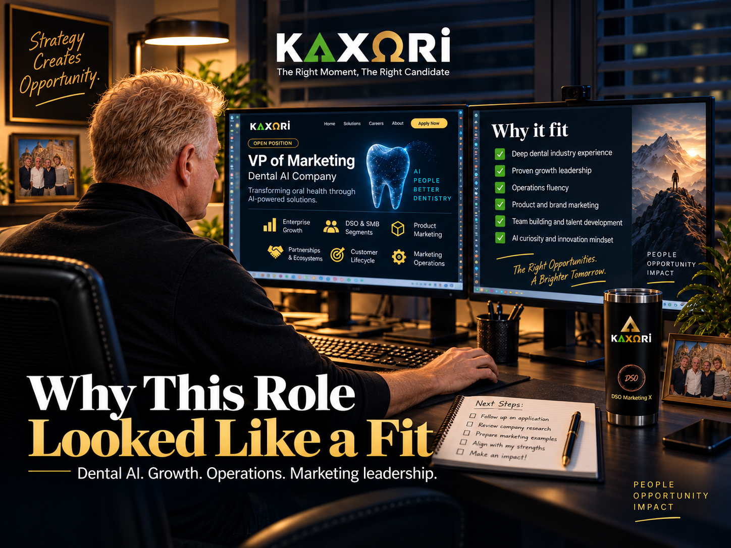 Why This Role Looked Like a Fit graphic showing the VP of Marketing posting and the experience areas that made the opportunity feel aligned.