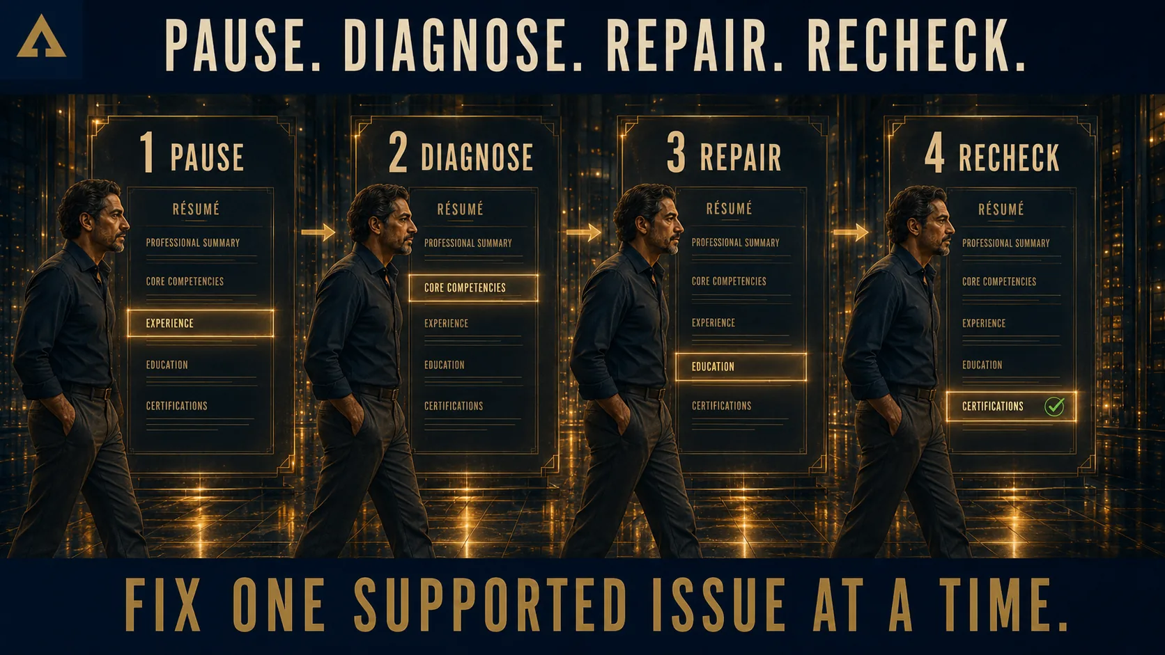 Four-step method for using an ATS score: Pause, Diagnose, Repair, and Recheck.